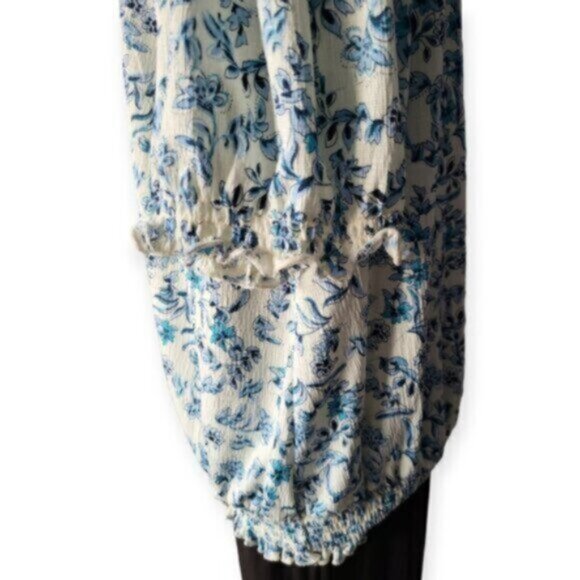 Blue Floral Ruffle Blouse MELLODAY Size 2X - Picture 6 of 11